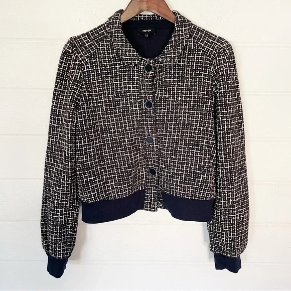 Me+Em Ponte Jacquard Rib Trim Textured Ponte Jersey Jacket Size 12 - Picture 4 of 16